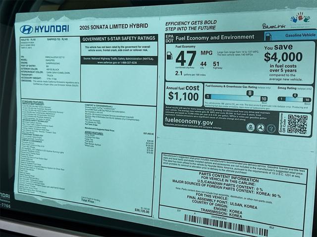 new 2025 Hyundai Sonata Hybrid car, priced at $37,221