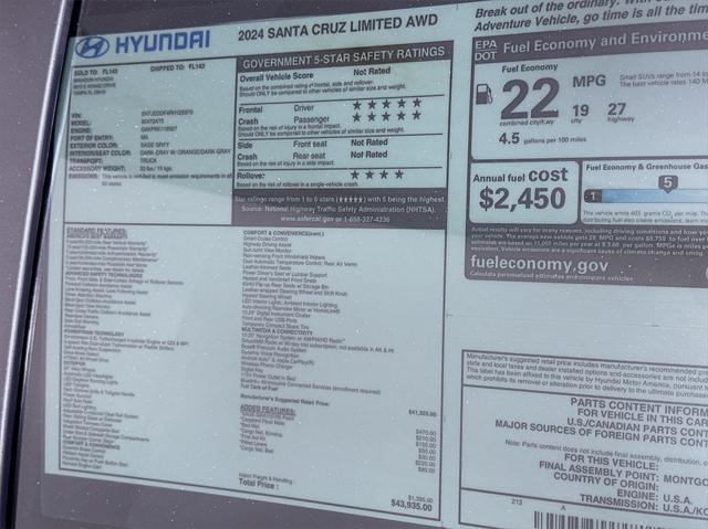 new 2024 Hyundai Santa Cruz car, priced at $39,341