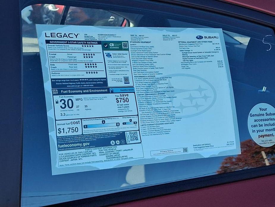 new 2025 Subaru Legacy car, priced at $30,184