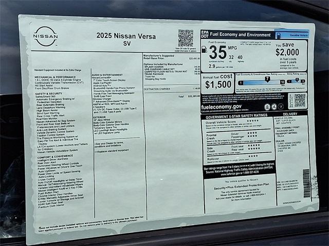 new 2025 Nissan Versa car, priced at $21,958