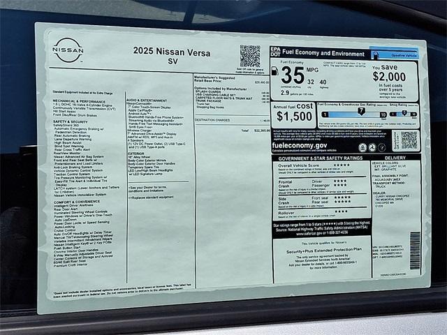 new 2025 Nissan Versa car, priced at $21,958