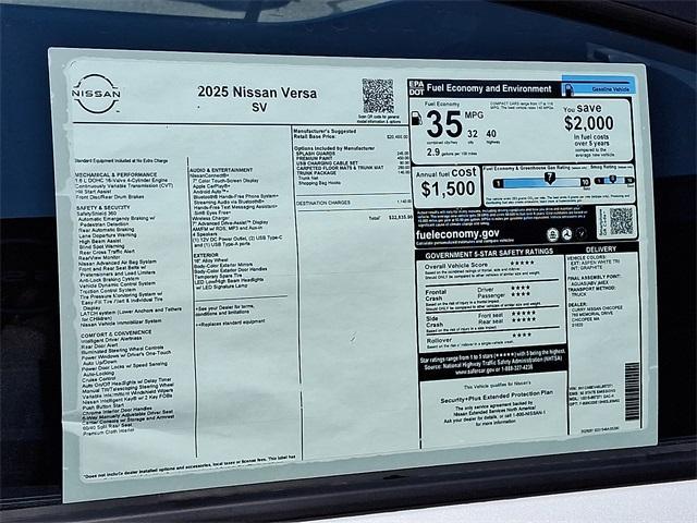 new 2025 Nissan Versa car, priced at $22,360
