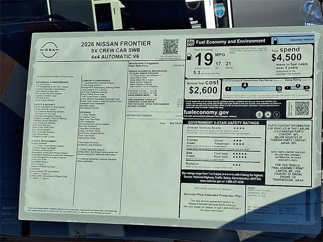 new 2026 Nissan Frontier car, priced at $39,975