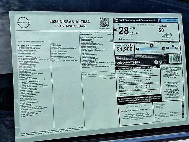 new 2025 Nissan Altima car, priced at $30,133