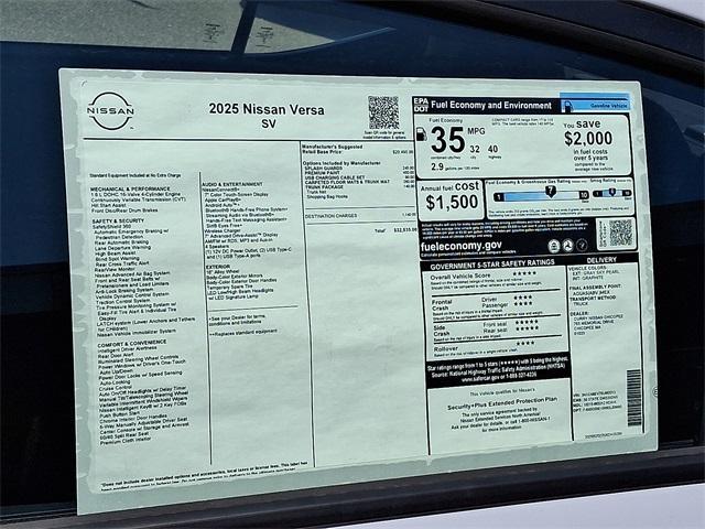 new 2025 Nissan Versa car, priced at $22,360