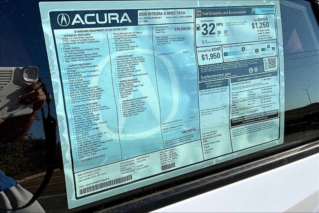 new 2026 Acura Integra car, priced at $40,995
