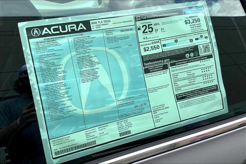 new 2025 Acura TLX car, priced at $48,690