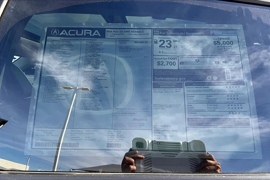 new 2026 Acura RDX car, priced at $54,800