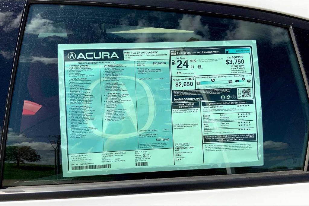 new 2025 Acura TLX car, priced at $53,690