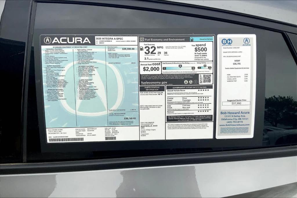 new 2025 Acura Integra car, priced at $38,290