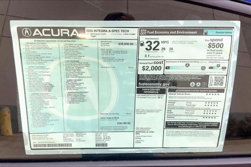 new 2025 Acura Integra car, priced at $41,290