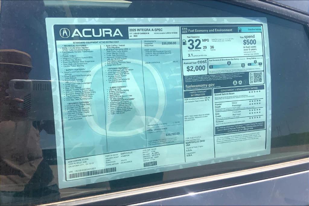 new 2025 Acura Integra car, priced at $38,290