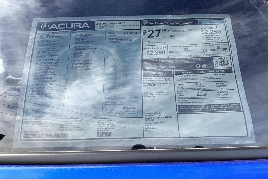 new 2025 Acura ADX car, priced at $41,350