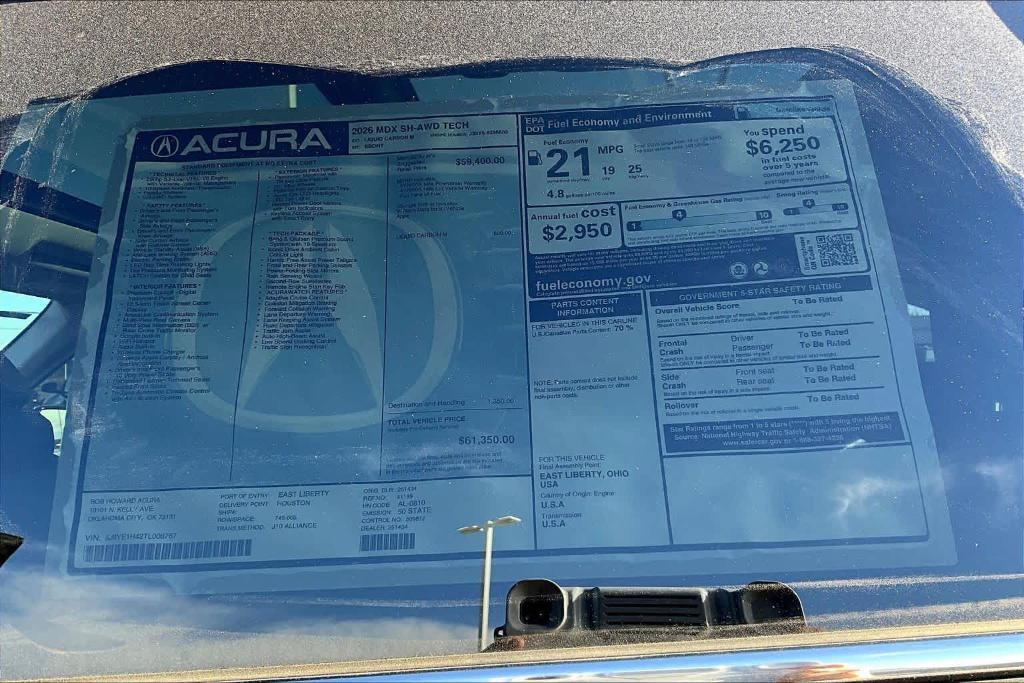 new 2026 Acura MDX car, priced at $61,350