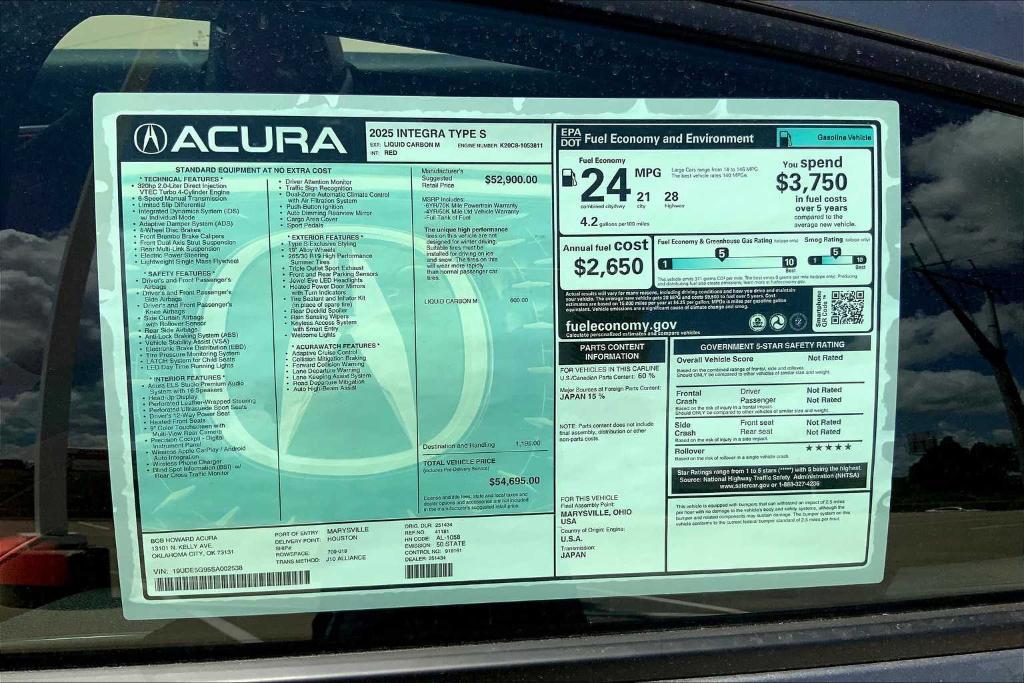 new 2025 Acura Integra car, priced at $56,190