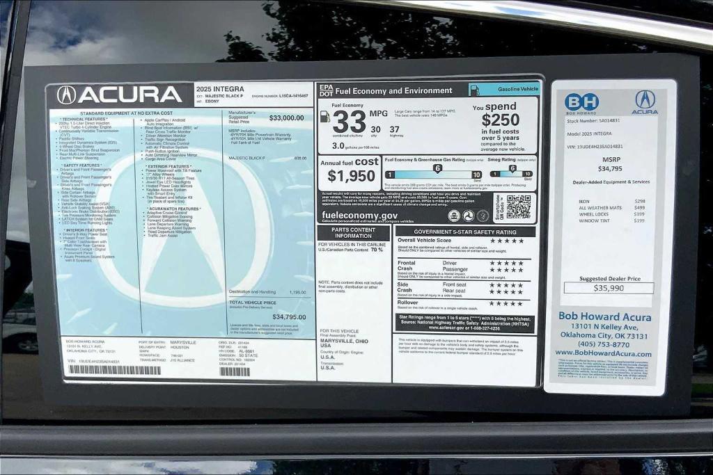 new 2025 Acura Integra car, priced at $36,290