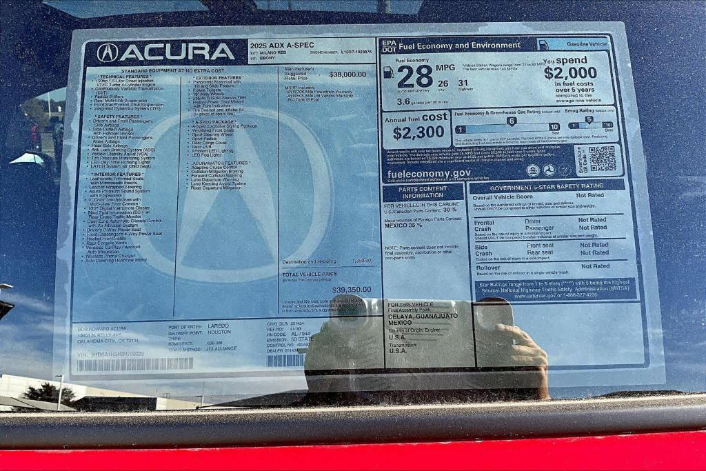 new 2025 Acura ADX car, priced at $39,350
