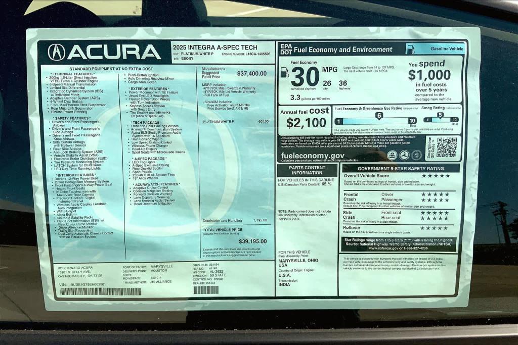 new 2025 Acura Integra car, priced at $40,690