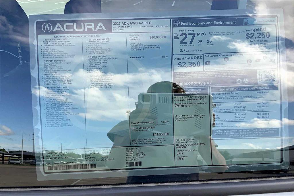 new 2025 Acura ADX car, priced at $43,445