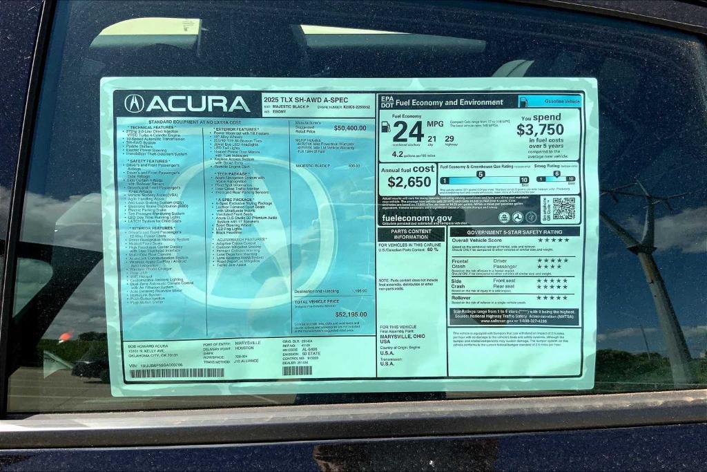 new 2025 Acura TLX car, priced at $53,690