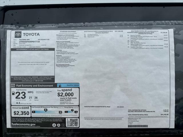 new 2024 Toyota Tacoma car, priced at $41,418