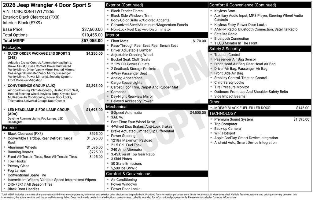 new 2026 Jeep Wrangler car, priced at $58,555