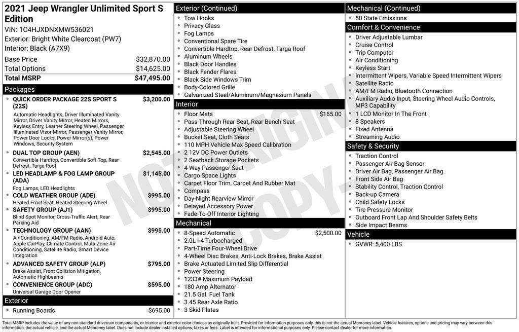 used 2021 Jeep Wrangler Unlimited car, priced at $33,995