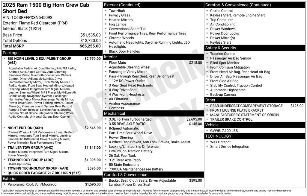 new 2025 Ram 1500 car, priced at $60,130