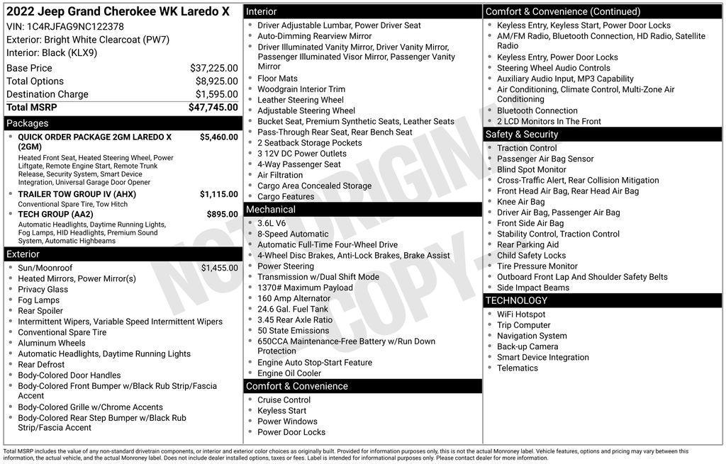 used 2022 Jeep Grand Cherokee WK car, priced at $28,995