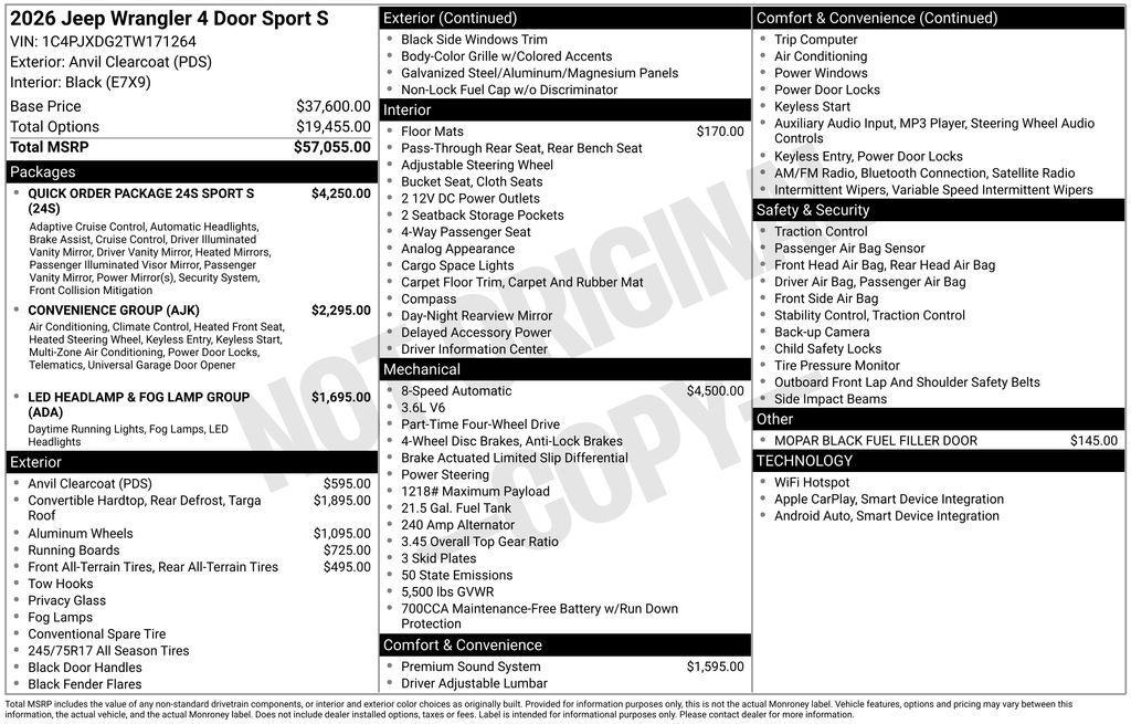 new 2026 Jeep Wrangler car, priced at $58,555