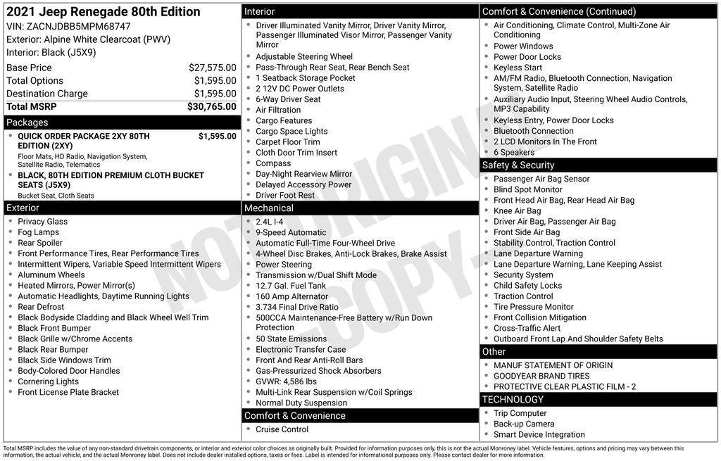 used 2021 Jeep Renegade car, priced at $18,995