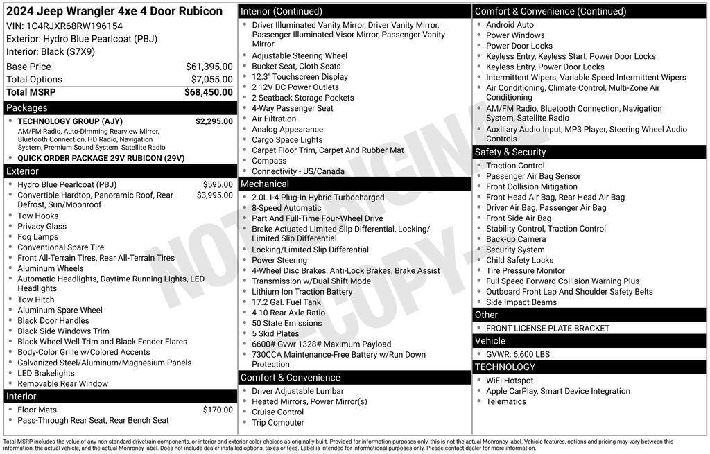 new 2024 Jeep Wrangler 4xe car, priced at $65,402