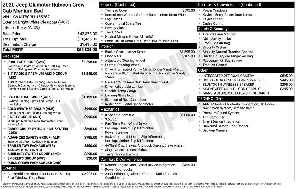 used 2020 Jeep Gladiator car, priced at $30,995