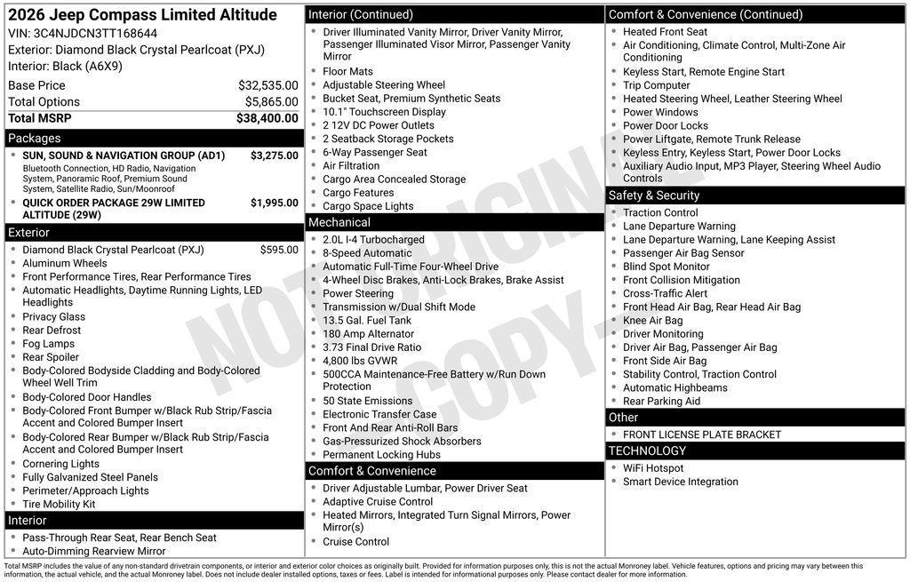 new 2026 Jeep Compass car, priced at $40,095