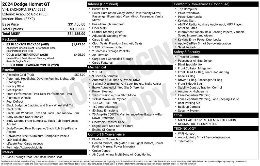 new 2024 Dodge Hornet car, priced at $33,832