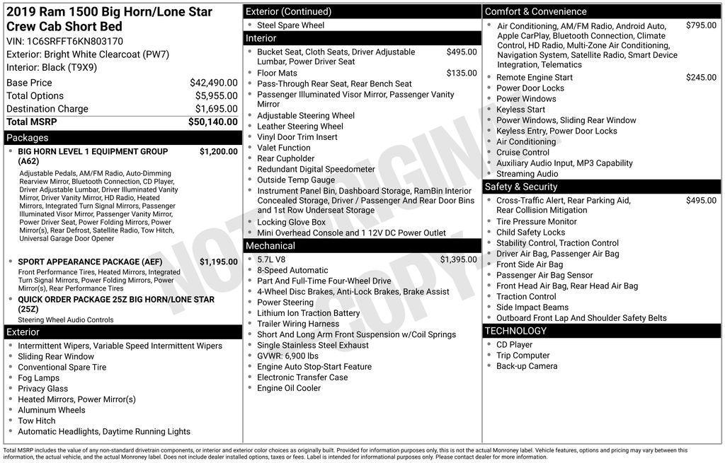 used 2019 Ram 1500 car, priced at $32,595