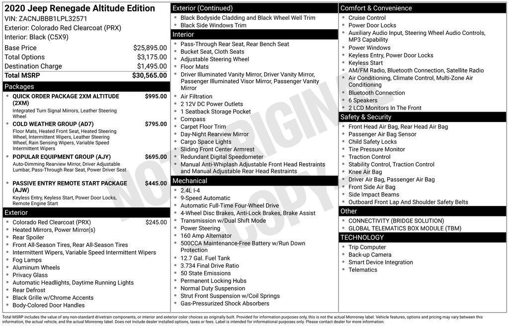 used 2020 Jeep Renegade car, priced at $16,995