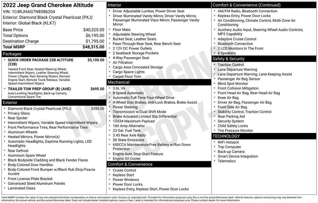 used 2022 Jeep Grand Cherokee car, priced at $29,750