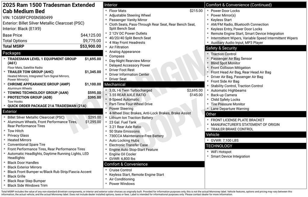new 2025 Ram 1500 car, priced at $50,965