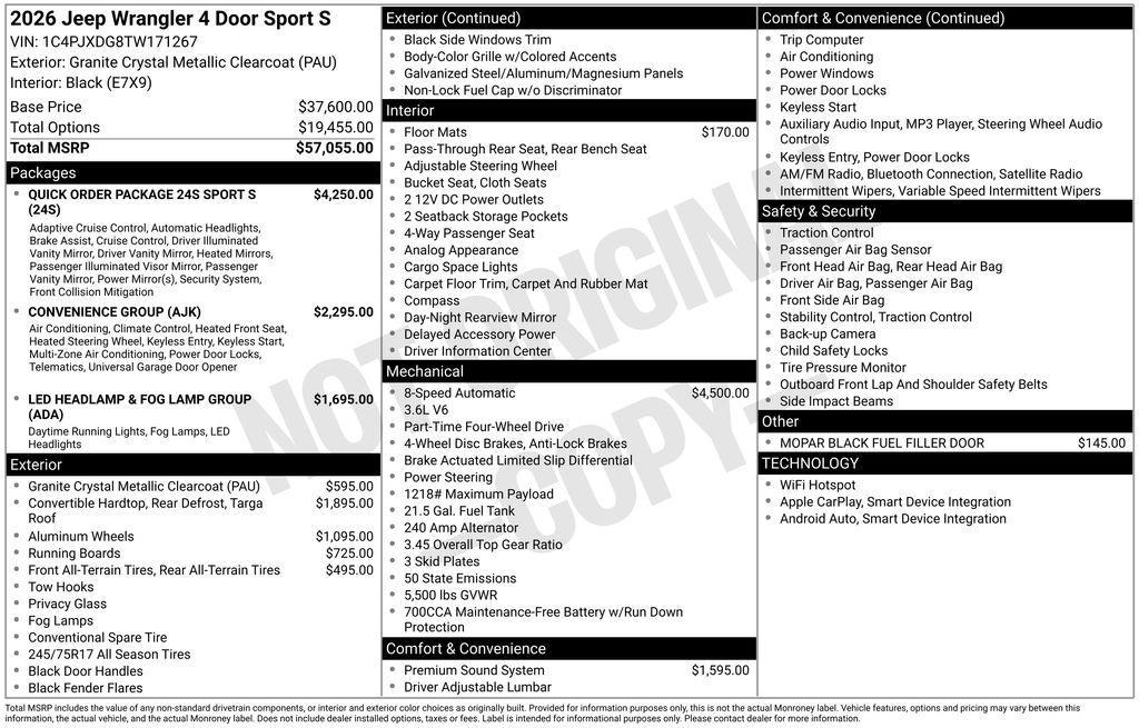 new 2026 Jeep Wrangler car, priced at $58,555