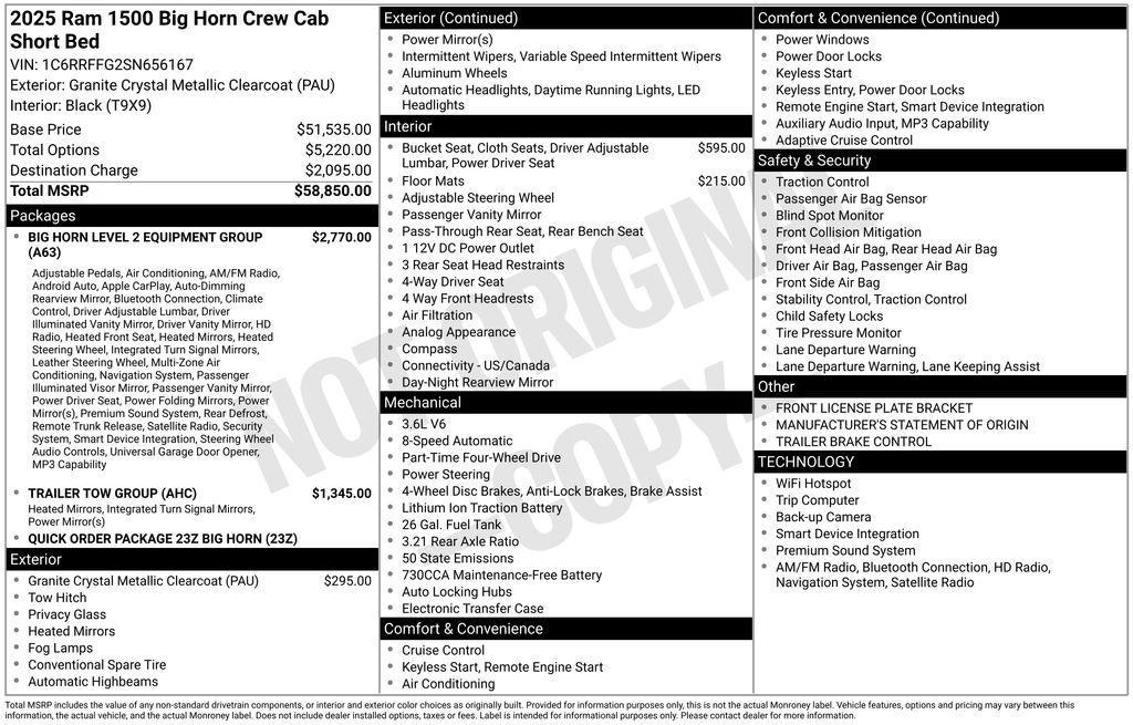 new 2025 Ram 1500 car, priced at $55,824
