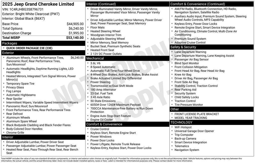 new 2025 Jeep Grand Cherokee car, priced at $49,890