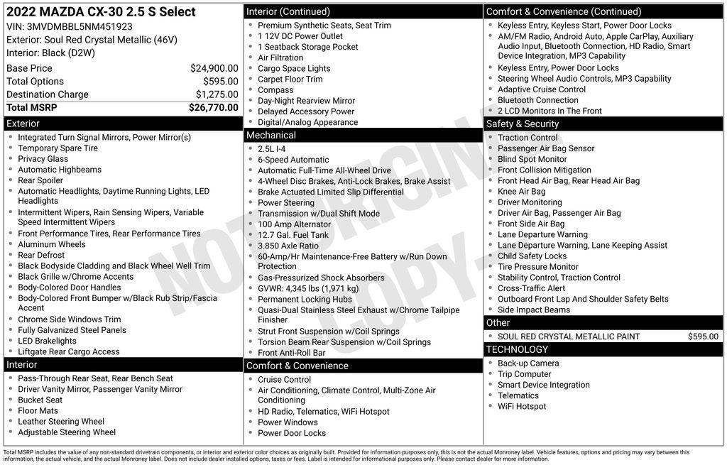 used 2022 Mazda CX-30 car, priced at $23,995