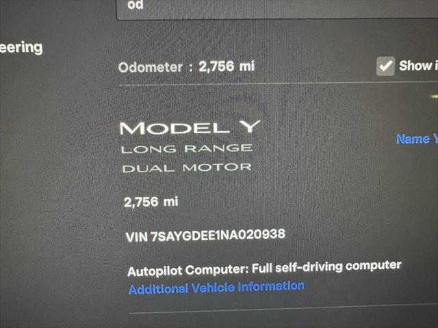 used 2022 Tesla Model Y car, priced at $32,250