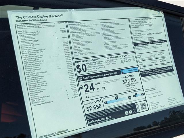 new 2025 BMW 840 car, priced at $94,025