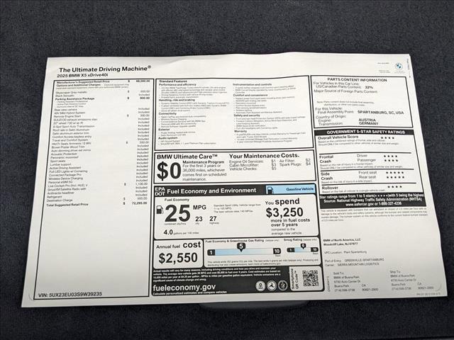 new 2025 BMW X5 car, priced at $72,295