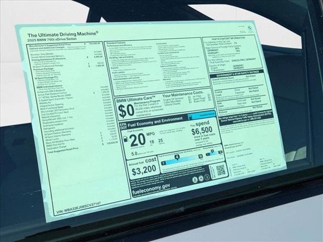 new 2025 BMW 760 car, priced at $129,625