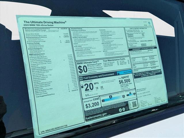 new 2025 BMW 760 car, priced at $129,625