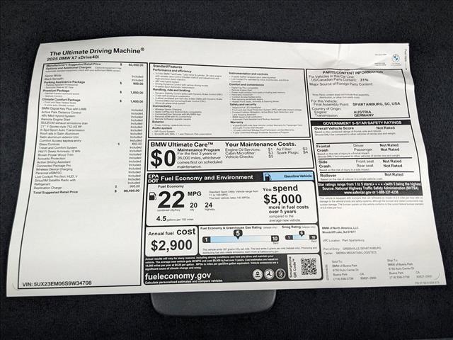 new 2025 BMW X7 car, priced at $89,495