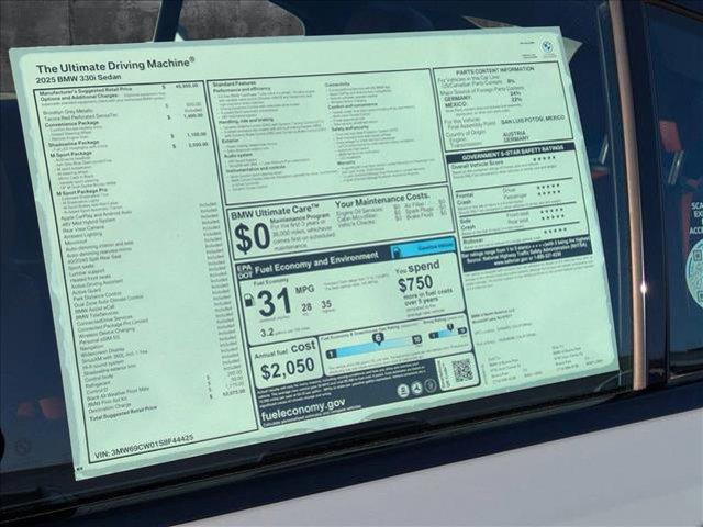 new 2025 BMW 330 car, priced at $53,075
